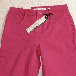 Jones New York Jean Pink Slimming Feature Cuffed Zip Jean Sz 4 Capris w Pockets